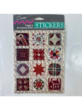 Vintage Carlton Cards 1980s Quilting Quilt Pattern Square Stickers 4 Sheets
